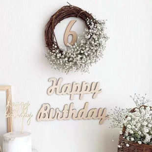 in stock Baby Happy Birthday Background Wall Stickers Wooden Letters Props Layout Scene happy birthday