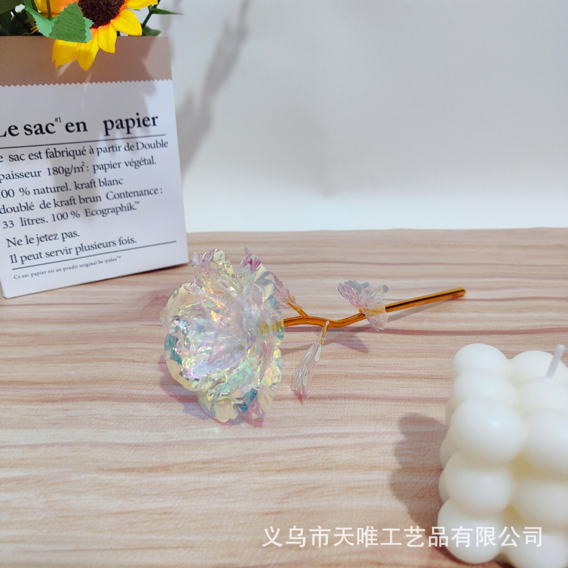 Color Flor de oro Hoja de oro Flor de rosa Simulación Láser Rosa colorida Día de la madre Día romántico Día de San Valentín Día de la mujer Regalo