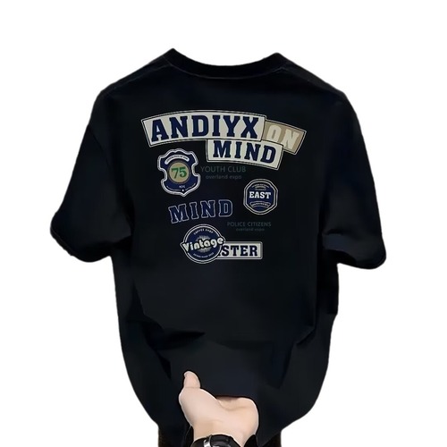 Heavyweight pure cotton short-sleeve T-shirt casual trend unisex summer Insta white versatile round neck top trendy unisex half-sleeve shirt