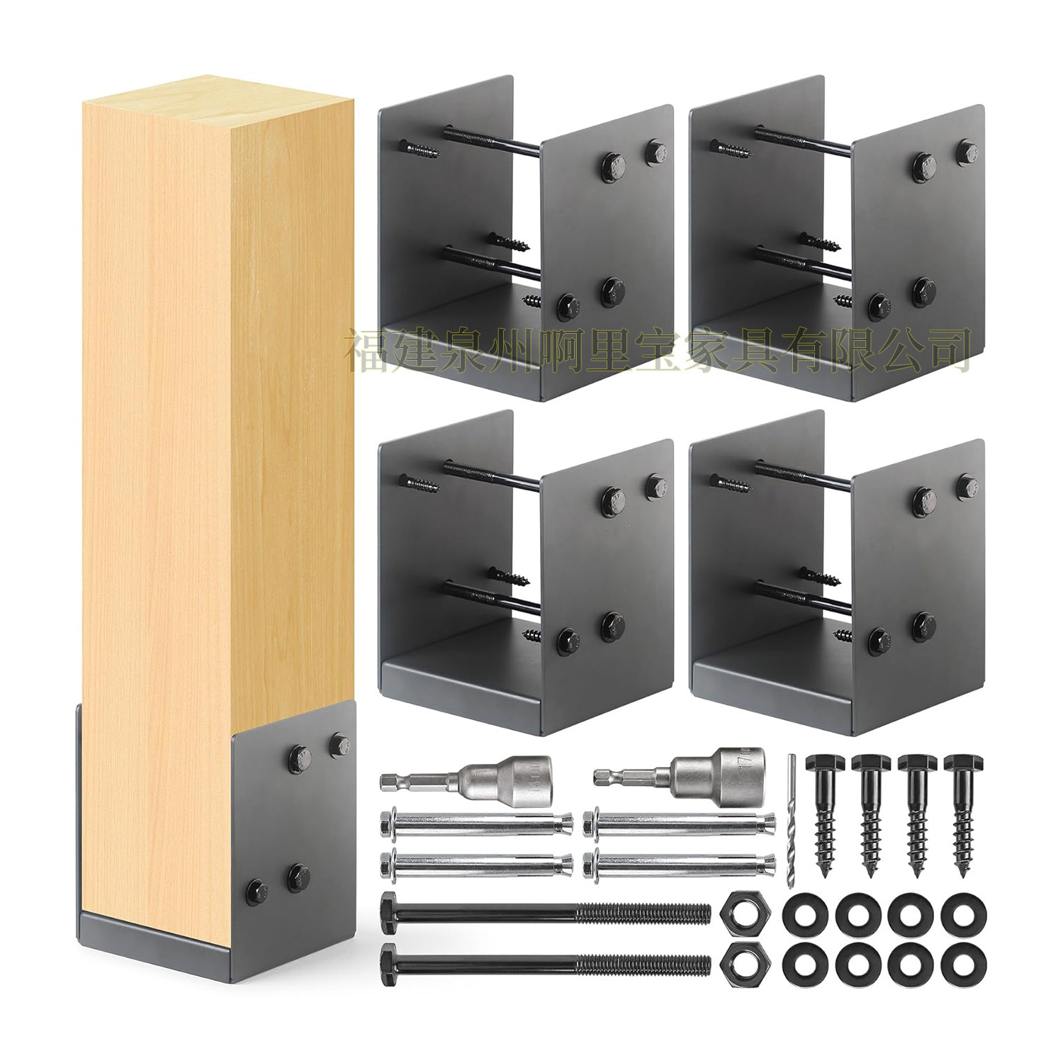 Anclaje de Base para Columna, Fijación con Tornillos, para Columnas de Madera
