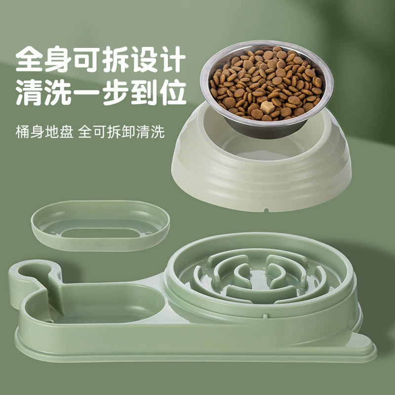 New Snail‑shaped cat bowl Slow‑eating bowl Pets Drinking water, cat food double bowl anti‑boost water and grain