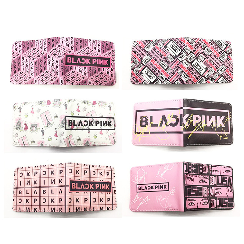 Star Idol Pink Girl Short Two-fold Purse Puleather Student Coin Purse Wallet Wallet