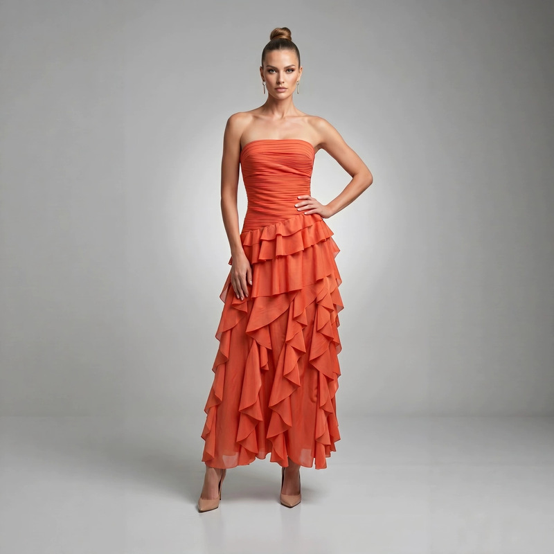 2026 Summer New Style Strapless Chiffon Dress with Waist-Cinching Pleats, Suitable for Seaside Vacation, Birthday Party, and Elegant Long Dress 2026 Summer New Style Strapless Chiffon Dress with Waist-Cinching Pleats, Suitable for Seaside Vacation, Birthday Party, and Elegant Long Dress