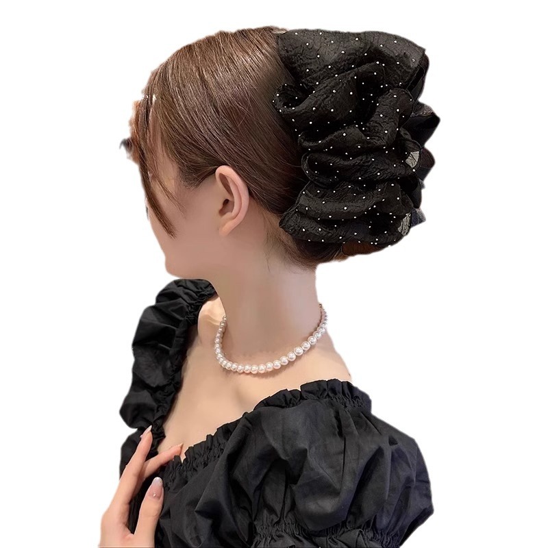 De alto grado de nube pluma arco horquilla Internet Celebrity todo partido tiburón clip de hadas mullido agarre grande malla accesorios para el cabello