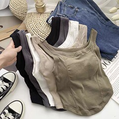 2023 New Korean Style Threaded Fishbone Hot Girl Suspension Women's Vest with Breast Pads Seamless Slimming Inner Back-Beautiful Underwear