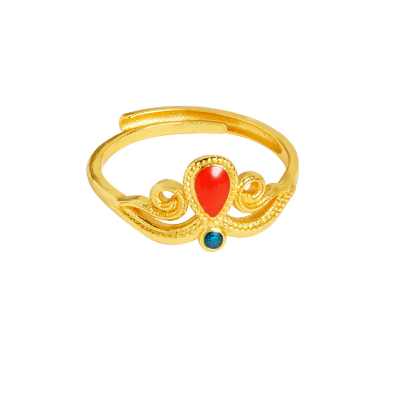 Anillo de corona de oro de lujo ligero de palacio de Vietnam no se desvanecerá durante mucho tiempo simple y versátil fuente de alta calidad al por mayor