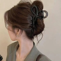 シンプルなリボンヘアクリップ Lサイズ 2025年新作 バックヘアクリップ 洋風万能ヘアシャーククリップ