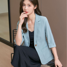 2024新款时尚休闲小西服女装外套女春夏季中长款职业工装上衣潮