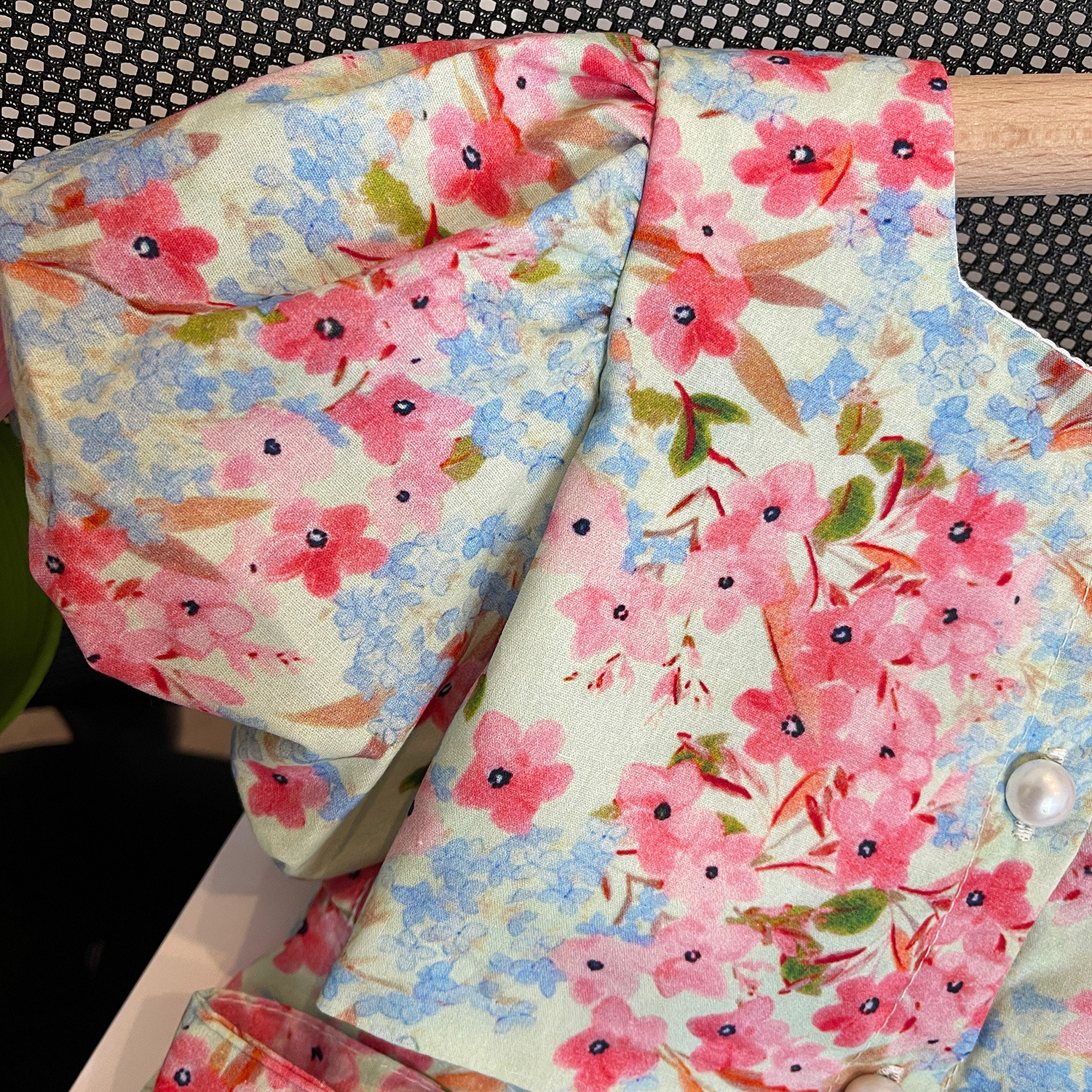 2023 Summer New for Girls Korean Edition Butterfly Bow Bubble Sleeve Floral Dress 23259_voghion.com