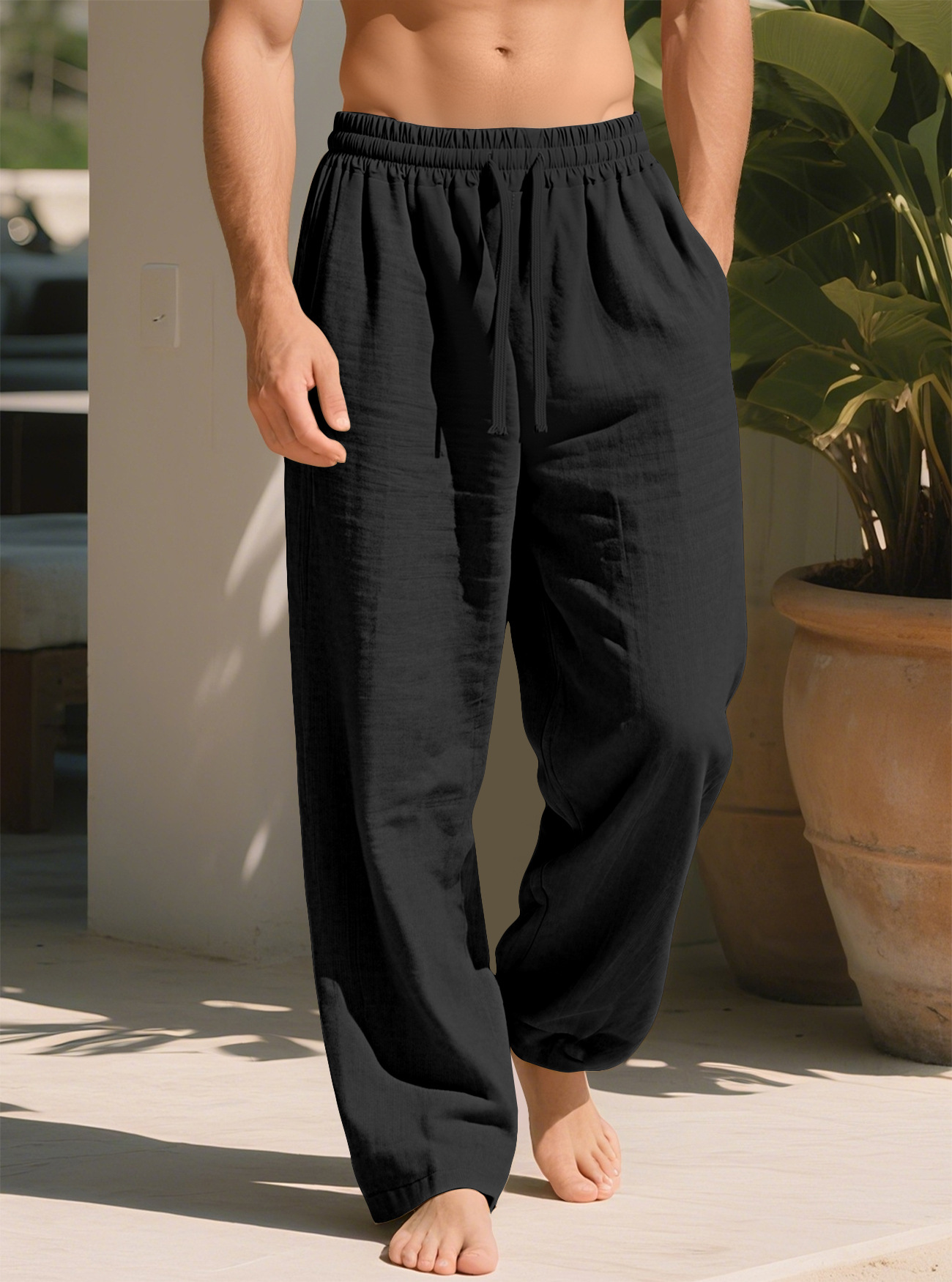 Transfronterizo TK Amazon spot nuevo otoño hombre europeo y americano de color sólido suelto rápido algodón seco rectas pantalones casuales