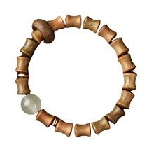 推荐珠宝 天然绿檀节节高升手串夜明珠夜光石手链竹节盘玩上岸