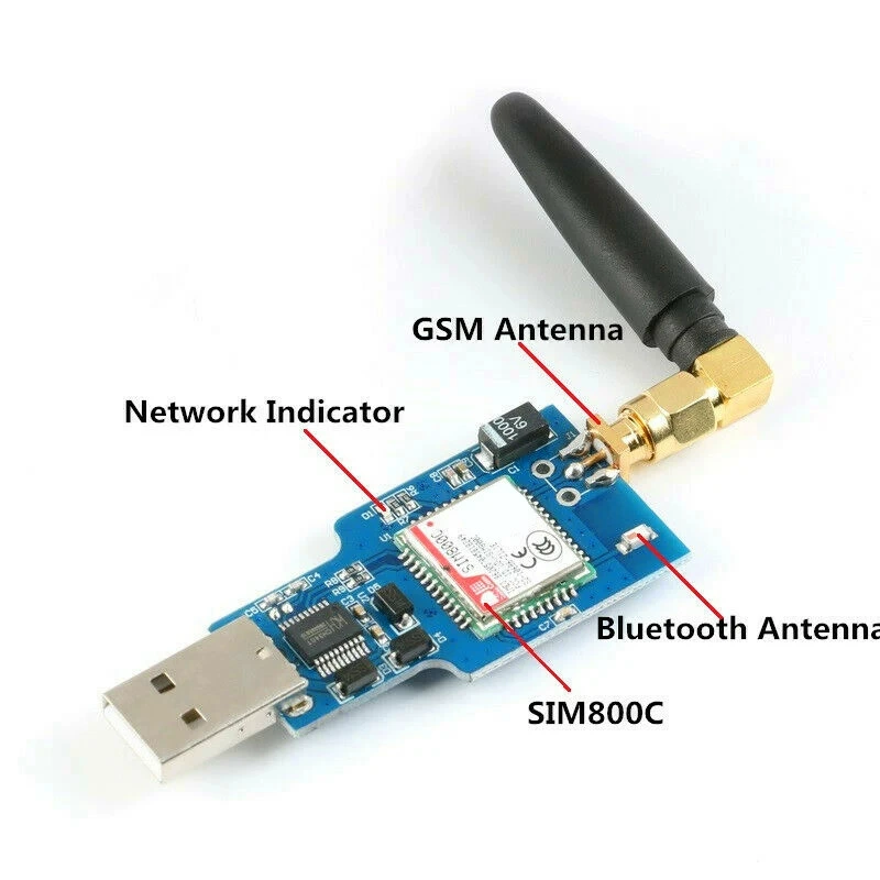 USB в GSM последовательный порт, GPRS модуль SIM800C с Bluetooth