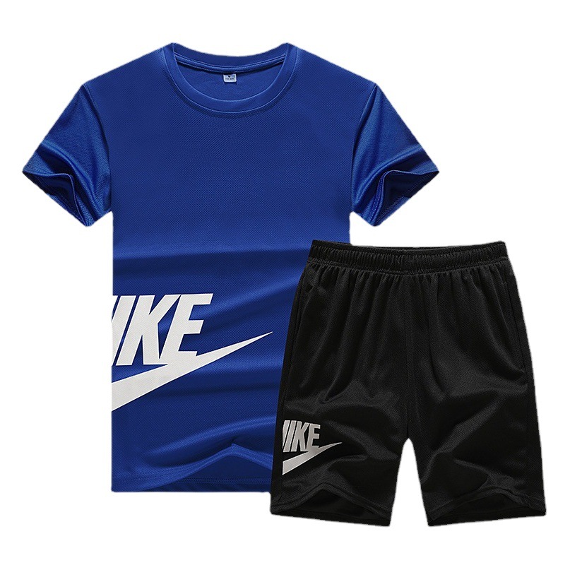 Verano casual ropa deportiva traje de los hombres de secado rápido de dos piezas de manga corta ropa de moda traje deportivo suelto hombres