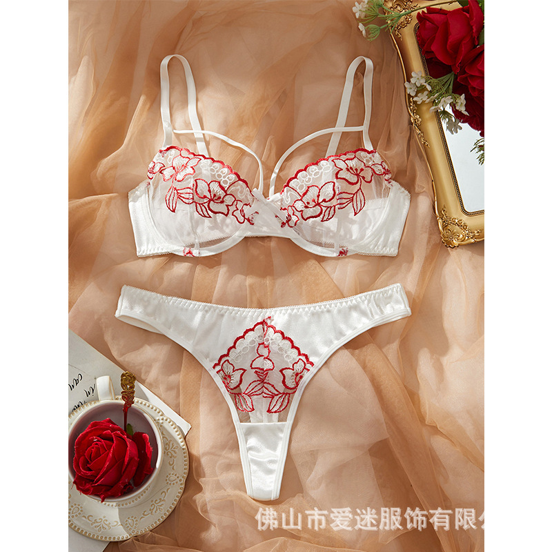 Y Japanese-Style Floral Sexy Embroidered Lace Bra Set Push-Up Women's Lingerie Underwear Bra Set 25038