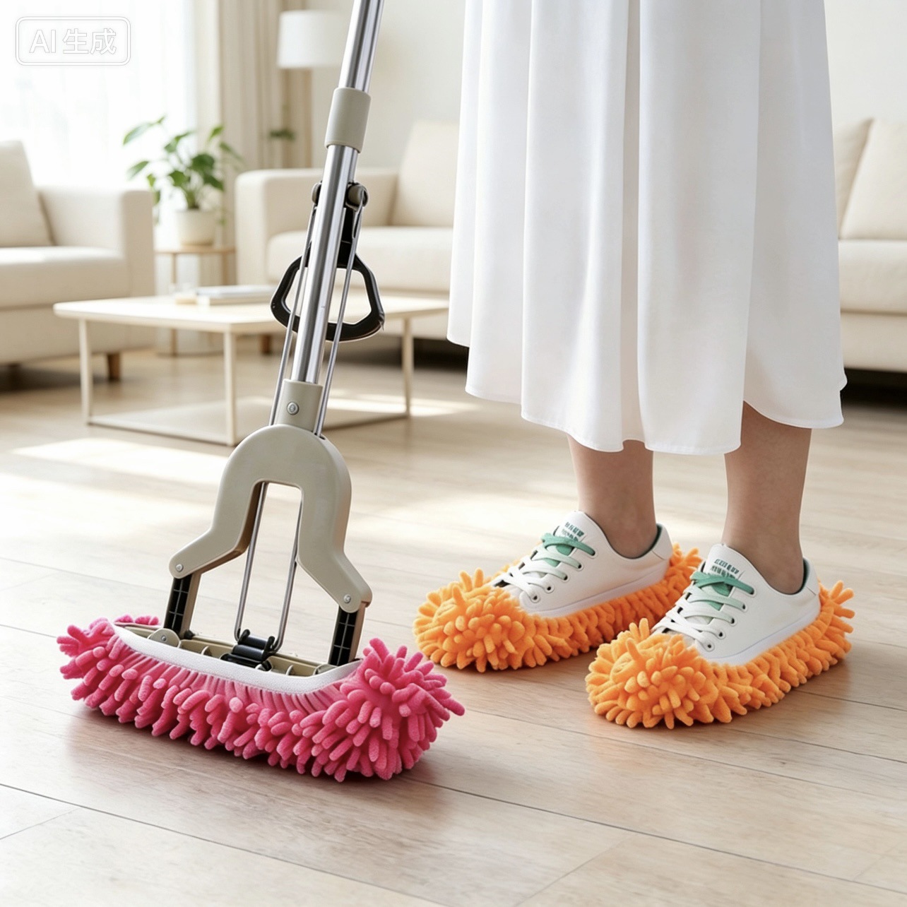 Manufacturer's in-stock chenille cleaning shoe covers for indoor use, household floor cleaning, and lazy mopping slippers