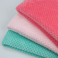 Flannel pineapple print fabric two-sided bebe fur coral fur robe hair dryer hat hair tie plush material