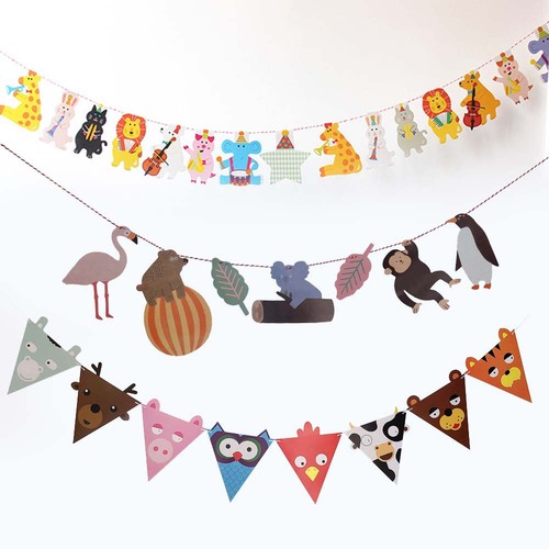 Birthday flag children's day kindergarten activity decoration cartoon small animal flag birthday party decoration bunting
