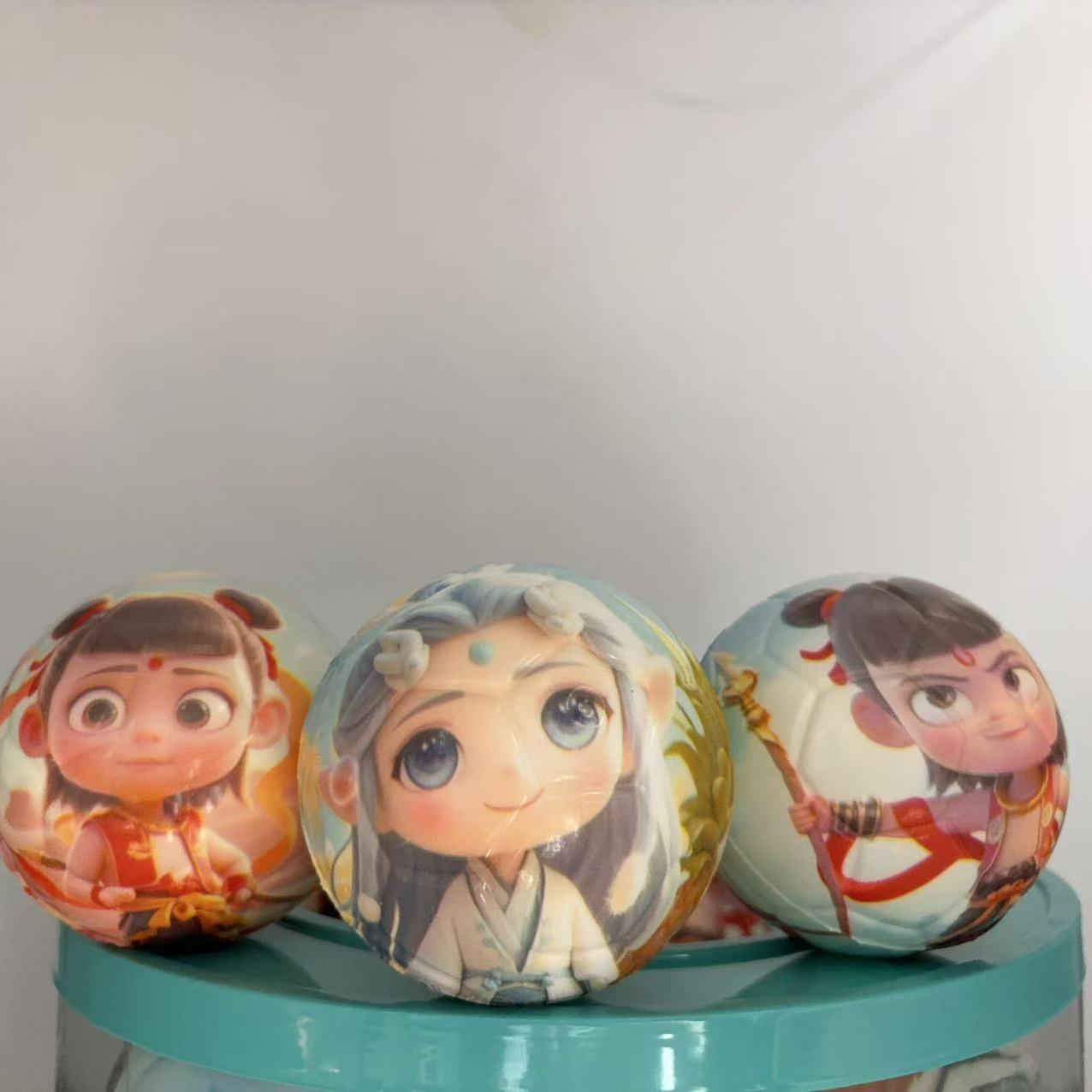 New Nezha Ao Bing Elastic Ball Rebound Ball Free Inflatable 9cm Elastic Racket Ball Kidsren's Internet Celebrity Toys Wholesale