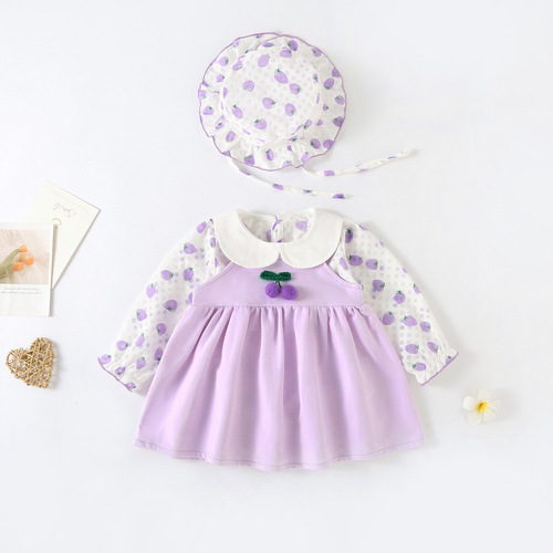 Korean-style children's clothing, newborn baby clothes for spring and autumn, baby dresses with long sleeves, set for girls, baby dresses