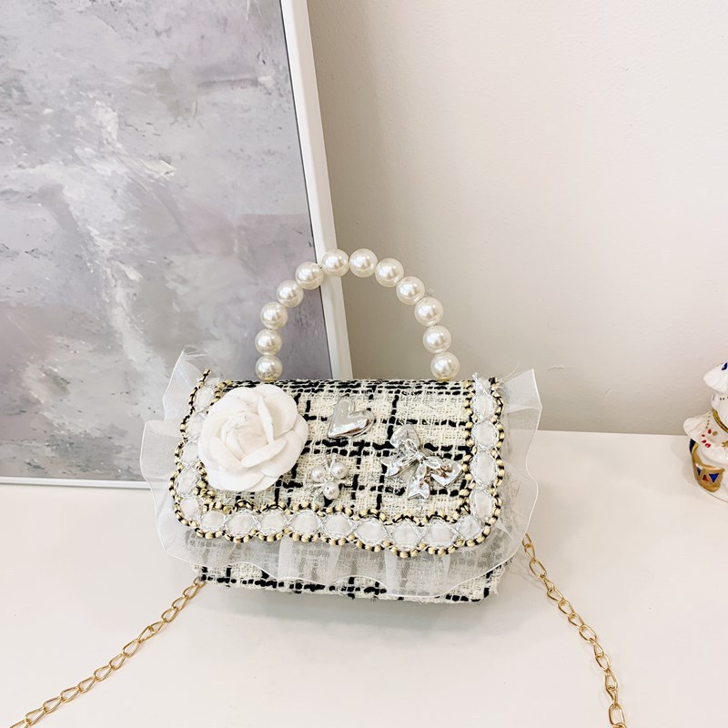 Mini-moletera de perlas de moda para niñas 2025, nueva moda coreana a cuadrillas, bolsos para niñas, ropa para niños