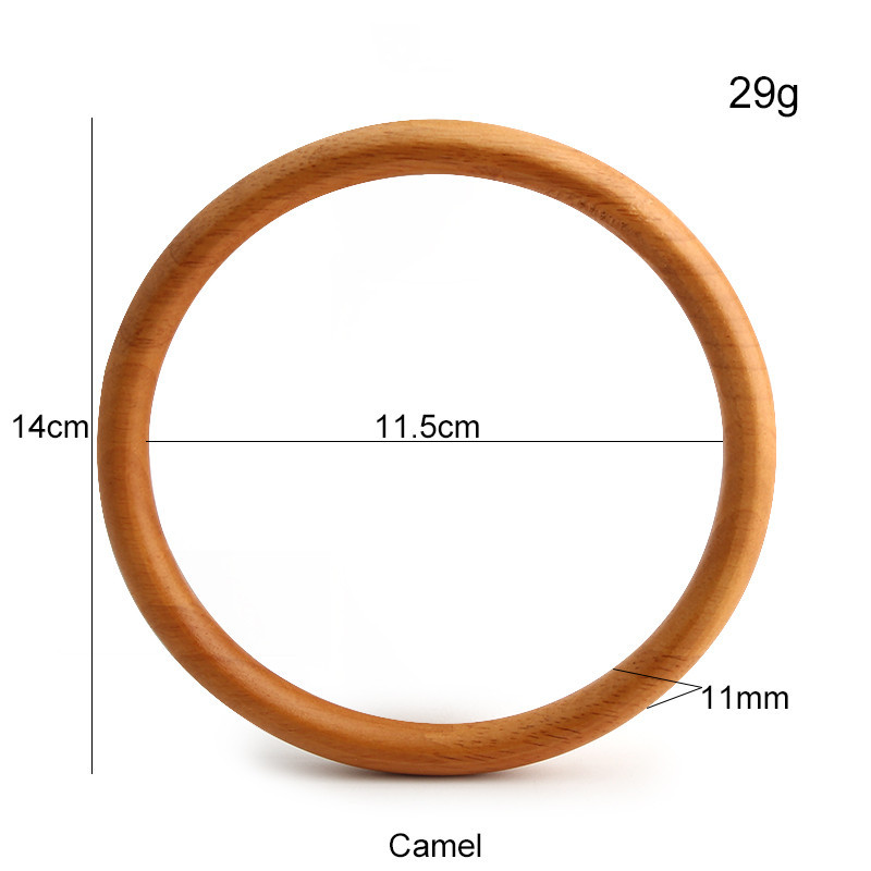 Fábrica de suministro directo de bolsas de gancho redondas de madera 14CM mangas de anillo de madera 11CM accesorios de bolsas