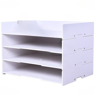 File Shelf Desktop Storage Multi-layer Stackable Combination Large Capacity 4 Data Shelf Office Supplies Layered Storage Rack