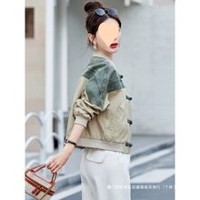 国风盘扣短外套女2025早春新款牛仔拼接新中式棒球服夹克休闲上衣