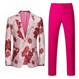 Cross-border Amazon Foreign Trade men's dress 608 host MC wedding best man Jacquard two-piece 3D map