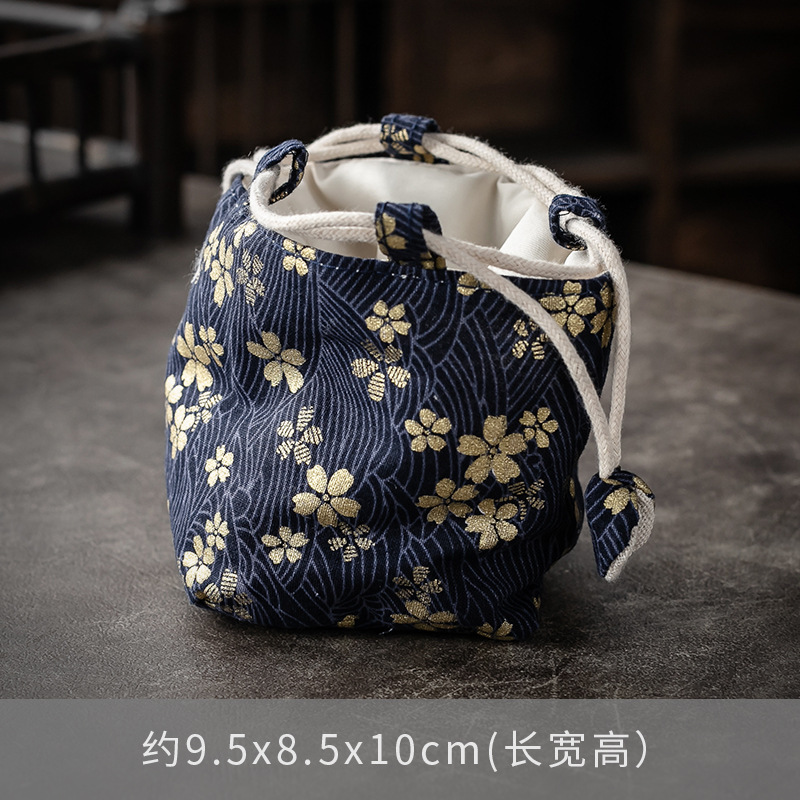 Bolsa de almacenamiento de taza única maestra bolsa de taza maestra taza de té portátil taza de construcción bolsa de tela con cordón de algodón y lino bolsa de tela juego de té