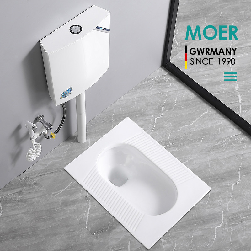 Fasisha Smart Glaze Squatting Toilet Bowl with Flush Tank for Home Use, Anti-Odor and Hygienic