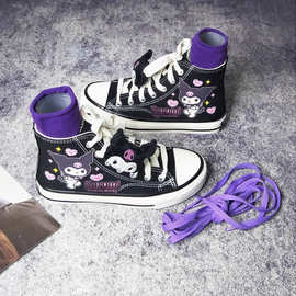 跨境外贸可爱卡通图案印花帆布鞋青少年学生休闲鞋女生韩版潮流