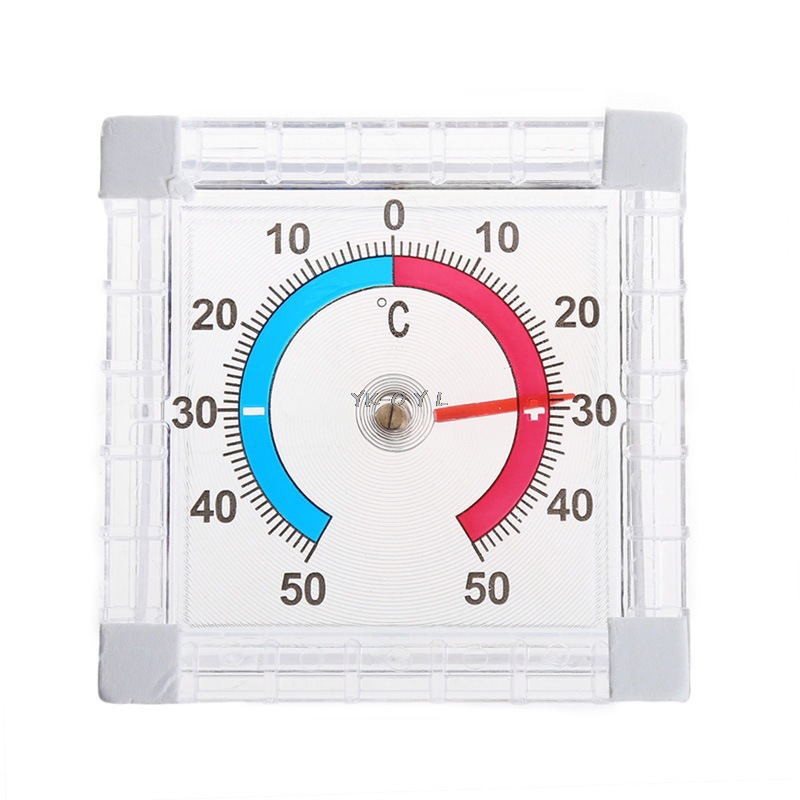 Cross-Border In-Stock Window Thermometer, Pointer-Type Thermometer, Square Plastic Window Thermometer