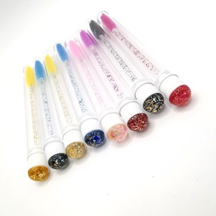 Cross-border color foil test tube eyelash brush non-primary test tube Crystal eyelash brush with tube eyelash comb wholesale