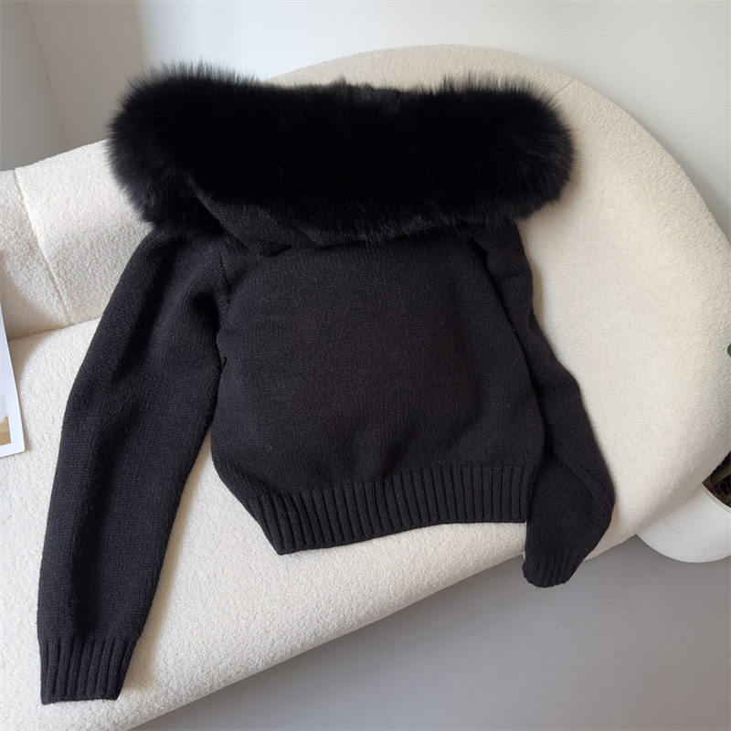 Women's Clothing Spring Jacket Women Zipper Real Fox Fur Collar Hooded Cardigan Tops Jacket Women High end Spring and Autumn_ipsvogv.com