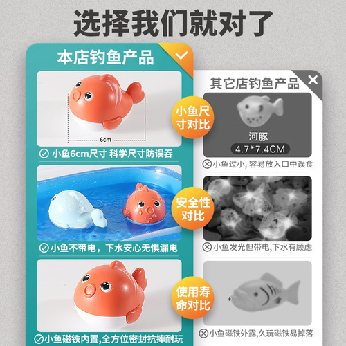 Cross-border children's magnetic fishing toys, net, fishing rod, fish pond, baby play and bath educational set