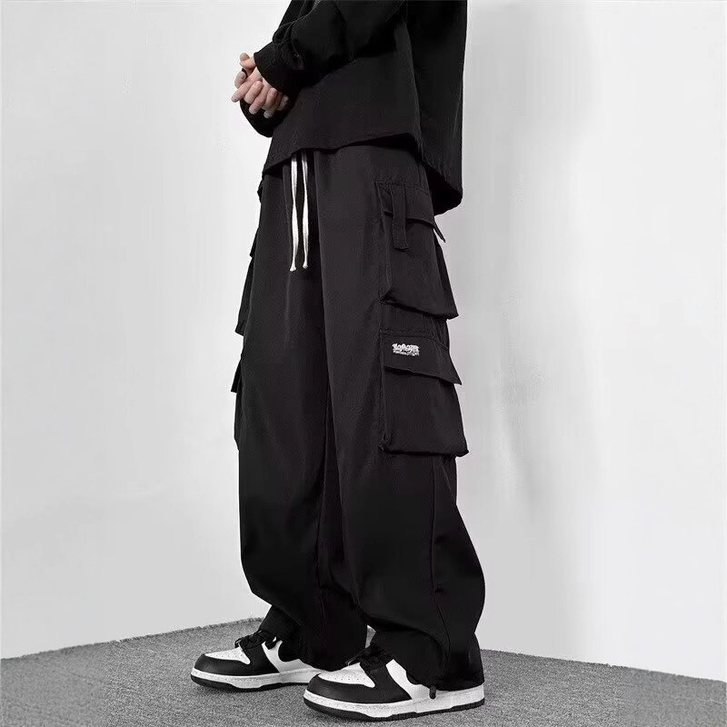 American-Style Functional Multi-Pocket Cargo Pants for Men, Trendy Loose Multi-Pocket Straight-Leg Casual Pants for Teenagers