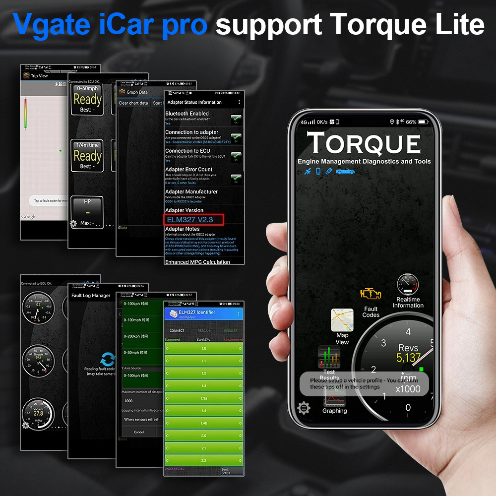 Icar Pro Ble 4.0 Low Power Consumption Bluetooth Wifi Obd Car Fault Diagnosis Device Android Apple