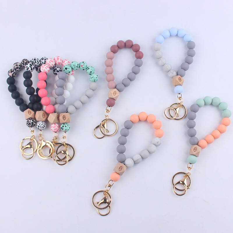 Simple Style Round Alloy Silica Gel Women's Keychain display picture 1