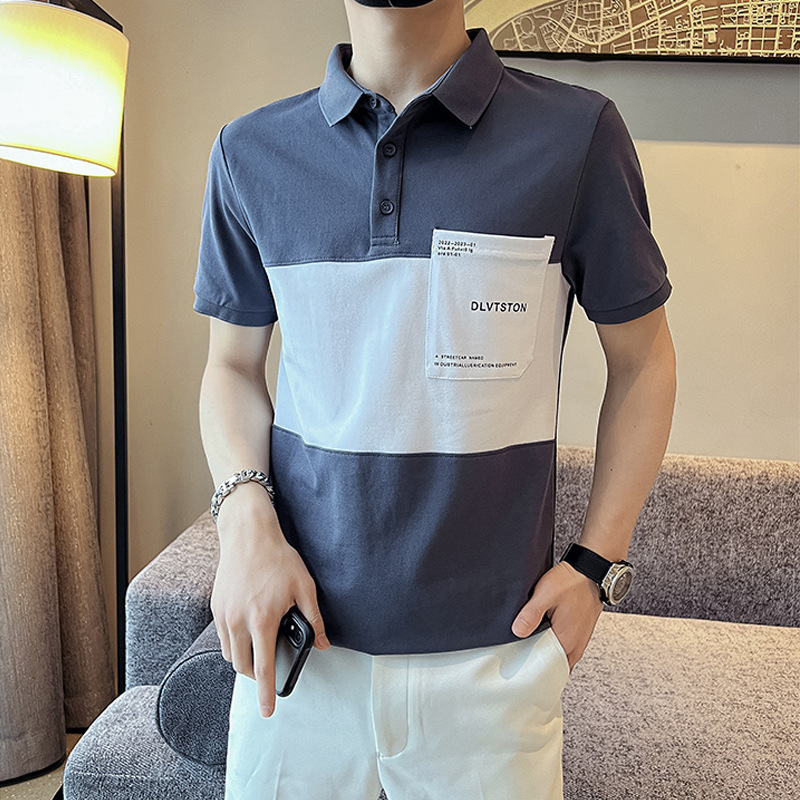 メンズ半袖 Tシャツ 2025 新しい夏のアイスシルクハイエンドハンサムな夏服メンズポロシャツトップ|undefined
