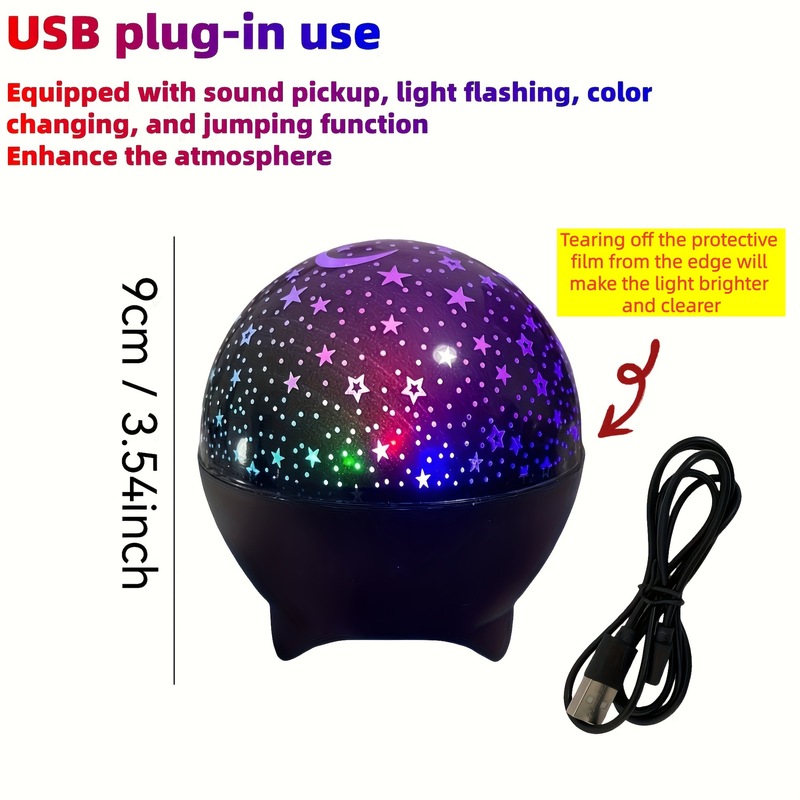 temu爆款星空梦幻投影灯星星月亮氛围灯北极光水波纹星旋小魔球|undefined