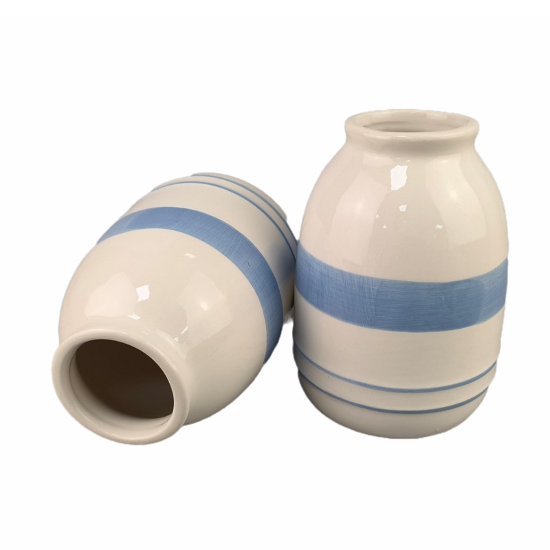 Jarrón nórdico pintado a mano, jarrón de cerámica para flores secas, adorno decorativo para el hogar estilo INS, jarrón grande hidropónico hecho a mano en colores Morandi.