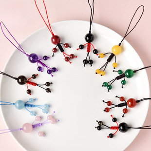 Mobile Phone Chain New Pendant Niche Sense for Women and Men 2024 New Cinnabar Amethyst Agate Beeswax