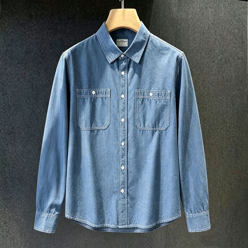 Chambray Oxford long-sleeve shirt, American western shirt