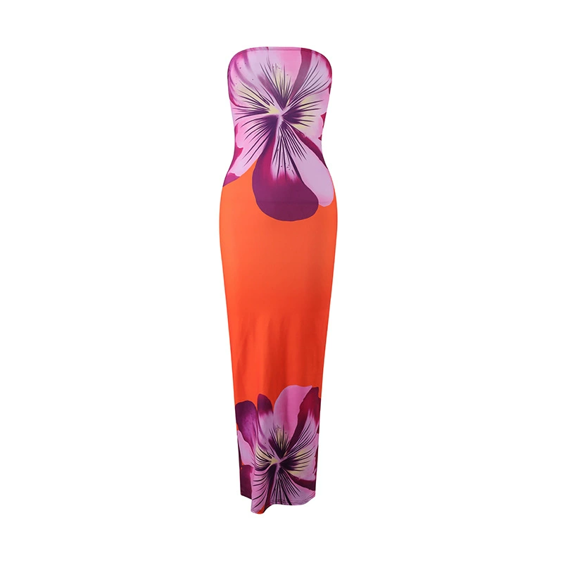 Платье-футляр на бюстье длиной макси, ткань Milk Silk 83% Polyester 17% Elastane, летний европейский стиль
