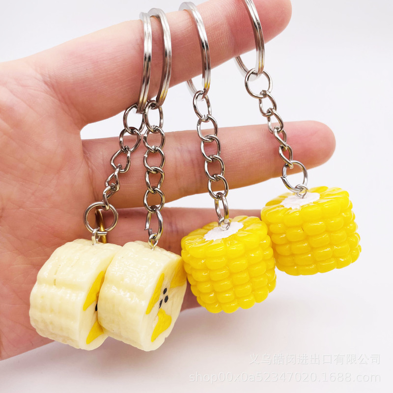 クリエイティブシミュレーション食品漫画トウモロコシのキーホルダーバッグ自動車のキーチェーンストラップバナナのキーホルダープレゼント|undefined