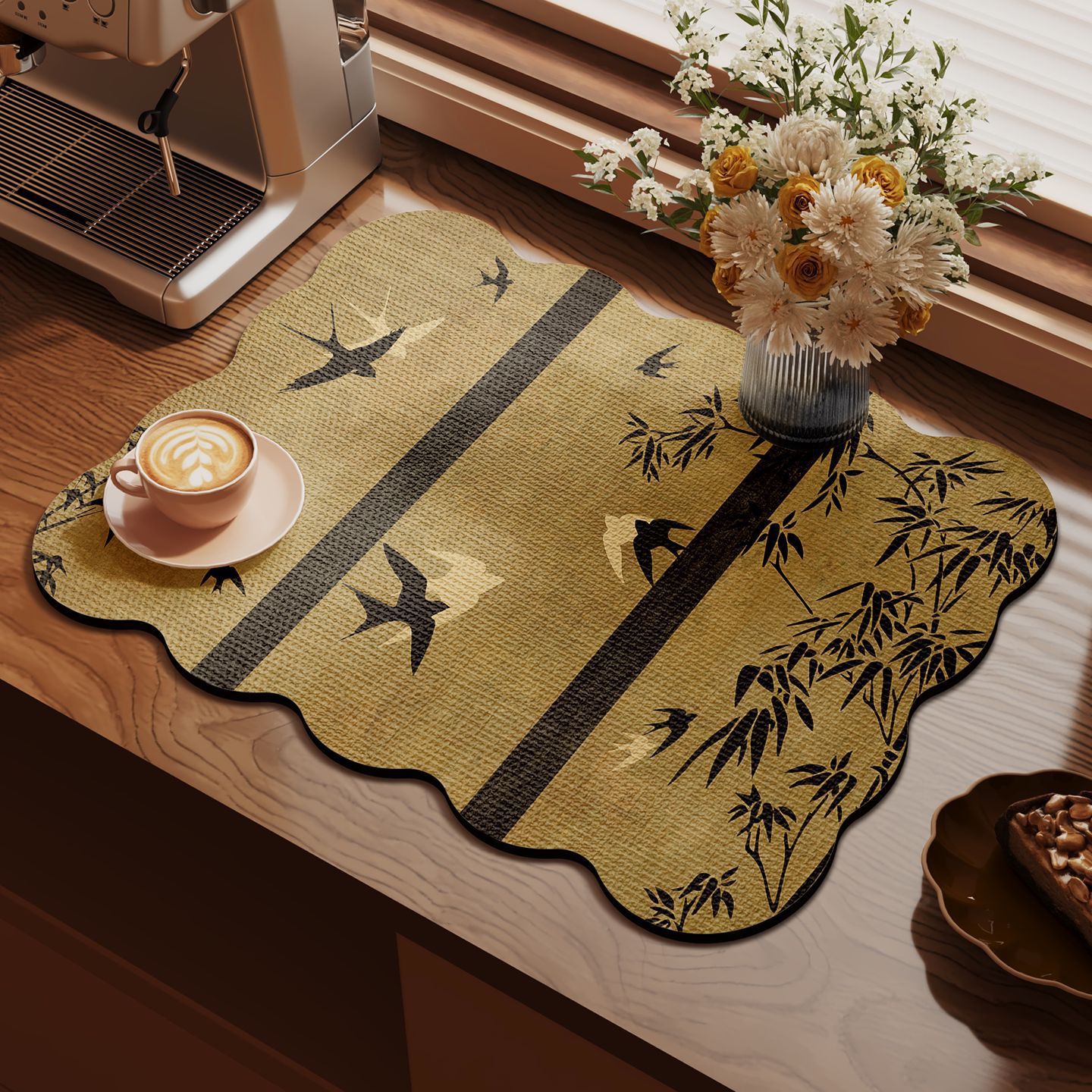 Cocina retro cojín de drenaje cojín antideslizante mesa de comedor cojín de aislamiento térmico resistente al desgaste cojín de barro de diatomas de absorción de agua de secado rápido
