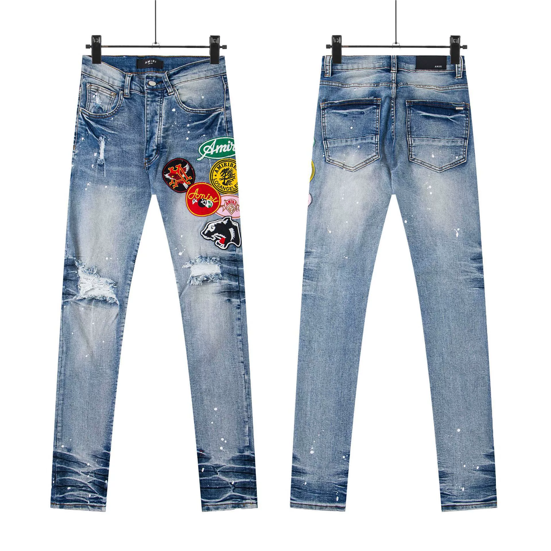 26 кросс-бордер американский бренд Gallery Dept handmade splash-ink letters distressed jeans для мужчин и женщин, высокие городские штаны