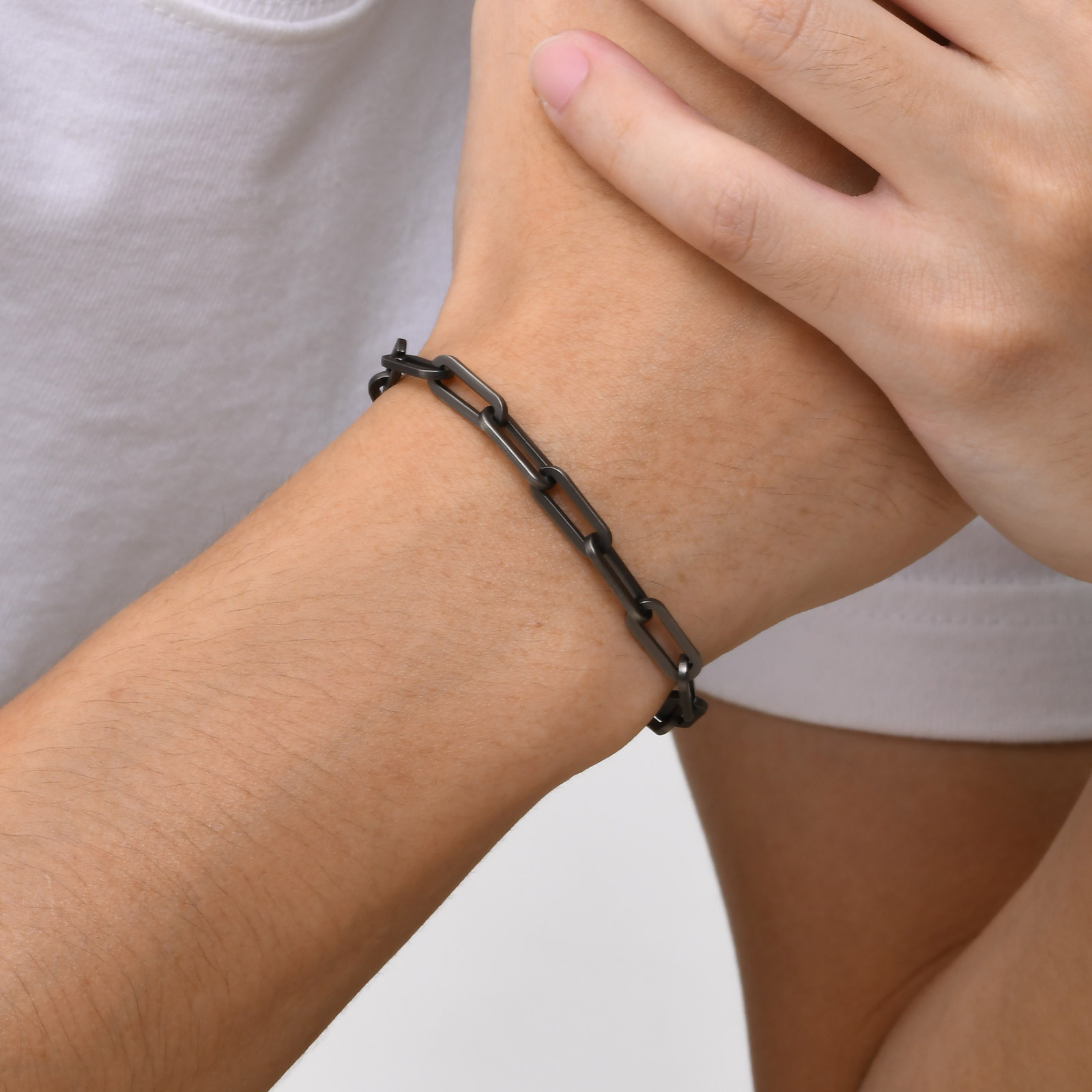 11g Weight Chain Bracelet Classification Titanium Steel Chain Material Paperclip Chain Chain Type Daily Occasion Titanium Steel Material Geometric Pattern All Seasons Season Men's Gender Polishing Design Simple Style Style Simple Style Geometric Titanium Steel Polishing Men's Chain Bracelet Men's Chain Bracelets 17