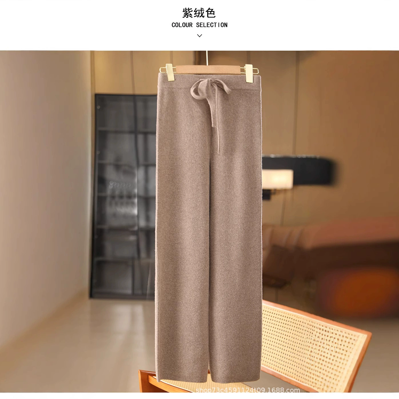 Внешняя торговля зимой утолщена большой вес шерстяные трикотажные широкие брюки женские высокие талии