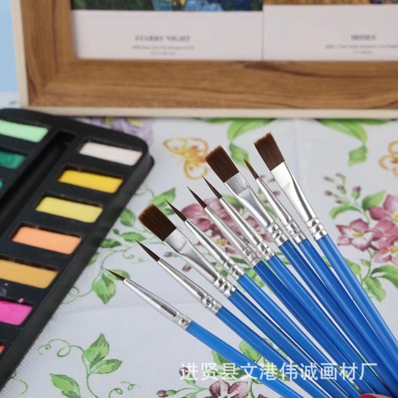 アクリル絵筆 水彩絵具 水彩ペン 油絵筆セット ナイロン毛絵筆 3本セット 金属製ハンドペイント付き|undefined